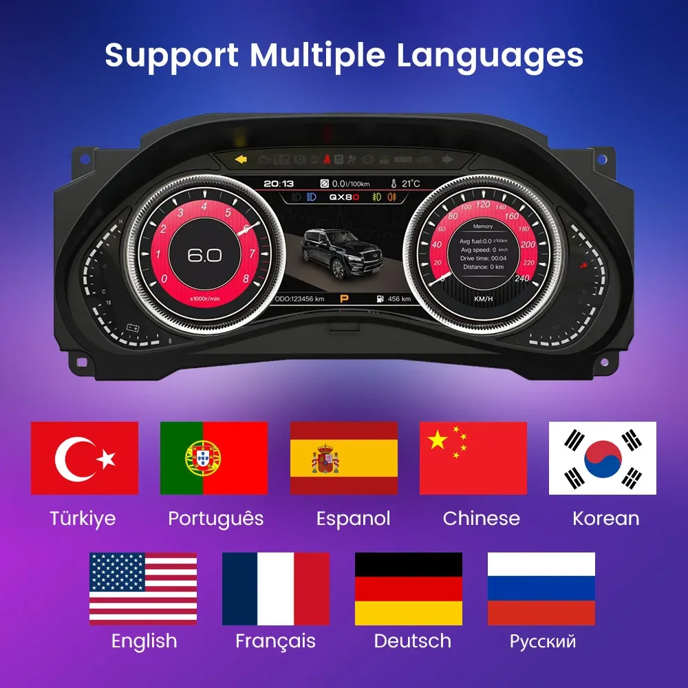 2025 جديد لنيسان باترول Y62 لإنفينيتي QX80 الرقمية Lcd أداة العنقودية الوسائط المتعددة نظام لينكس سرعة افتراضية Ometer