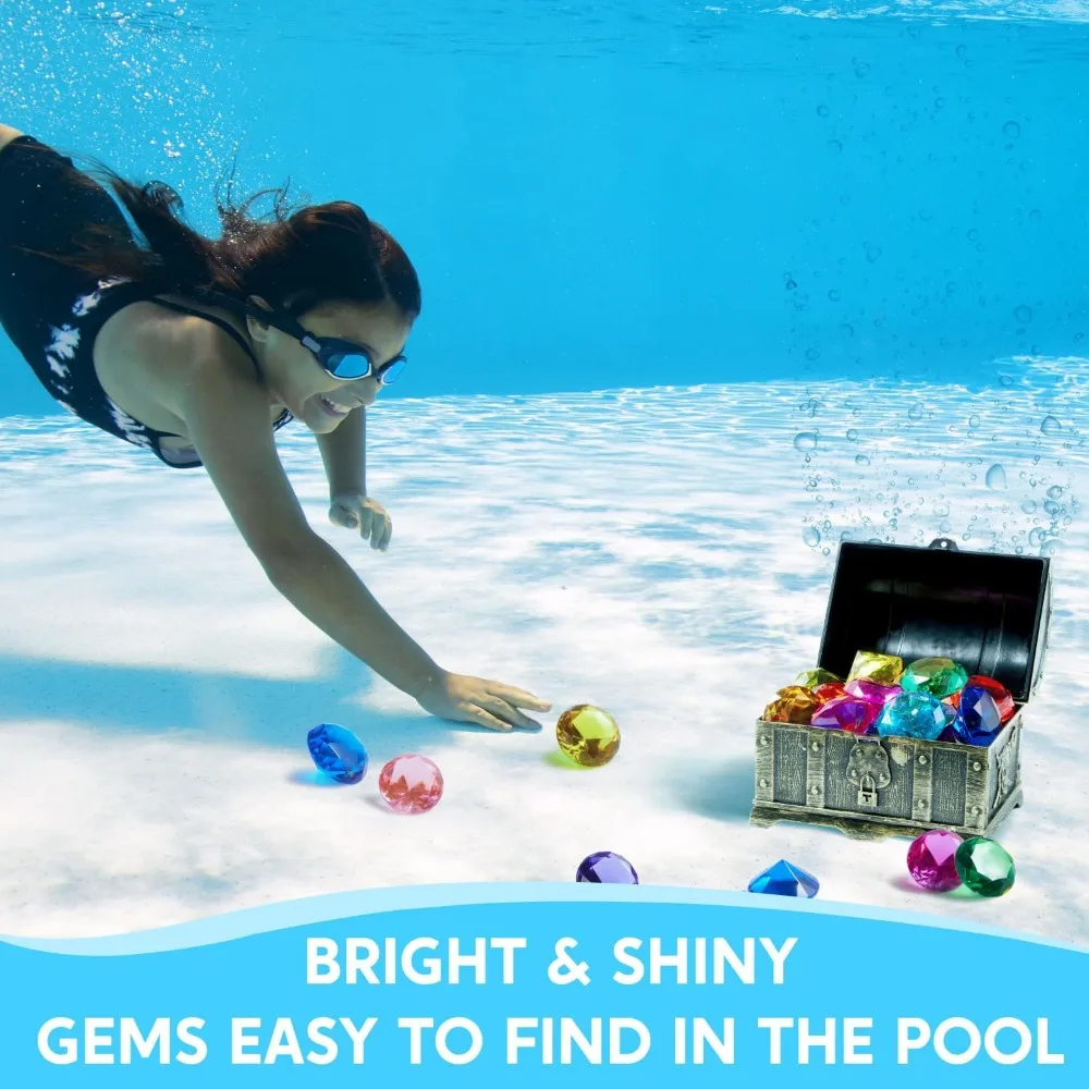 Ensemble de Jeu de Chasse au Trésor pour Enfants 7 Pcs avec Coffre Doré 6 Pierres Précieuses en Cristal de Verre Jouet Sensoriel de Plongée en Piscine pour Jeu d'Imitation Fête à Ensemble de Jeu de Chasse au Trésor pour Enfants 7 Pcs avec Coffre Doré 6 Pierres Précieuses en Cristal de Verre Jouet Sensoriel de Plongée en Piscine pour Jeu d'Imitation Fête à