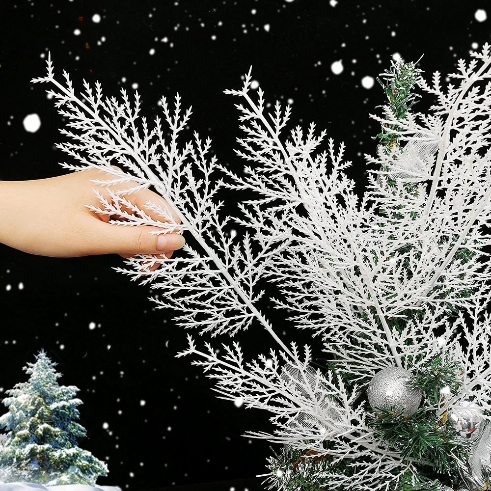 White Pine Needles Artificial Christmas Tree Ornaments DIY Leaf Branches Wreath Home Garden Decoration New Year Party Supply