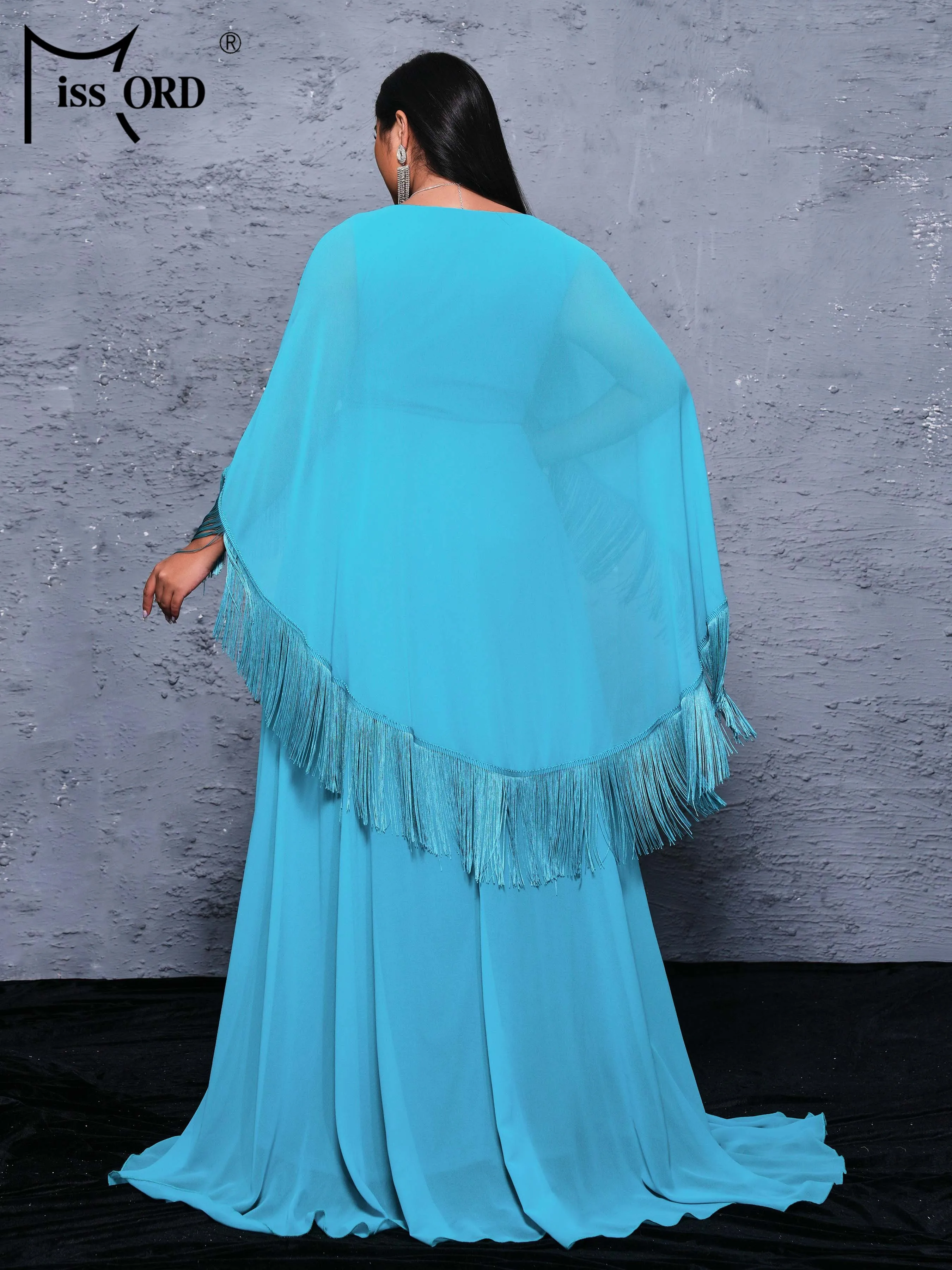 Missord Plus Size Prom Dress V Neck Bat Sleeve A Line Evening Green Floor Length Church Dress