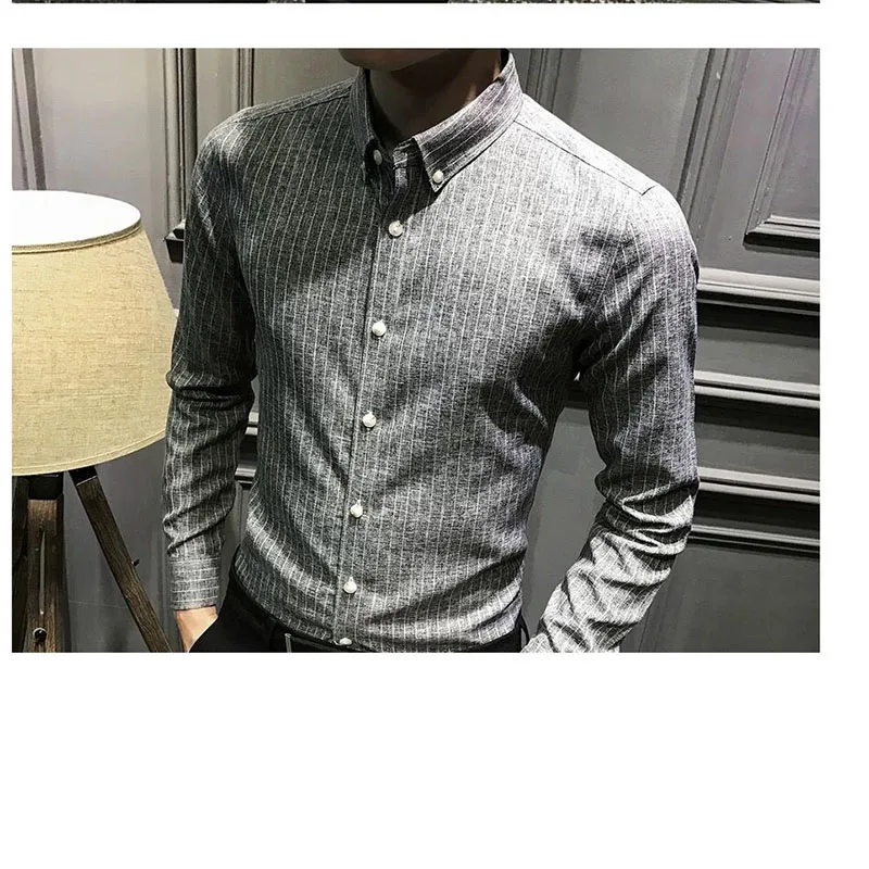 Fashion Printed Lapel Button Casual Striped Shirt Men\'s Clothing 2022 Autumn New Korean Oversized Loose Tops All-match ShirtS