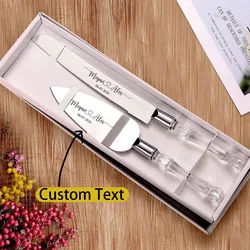 Personalized Wedding Cake Knife Server Set Laser Engraved Transparent Cake Shovel Set Custom Name Wedding Decoration Cake Cutter