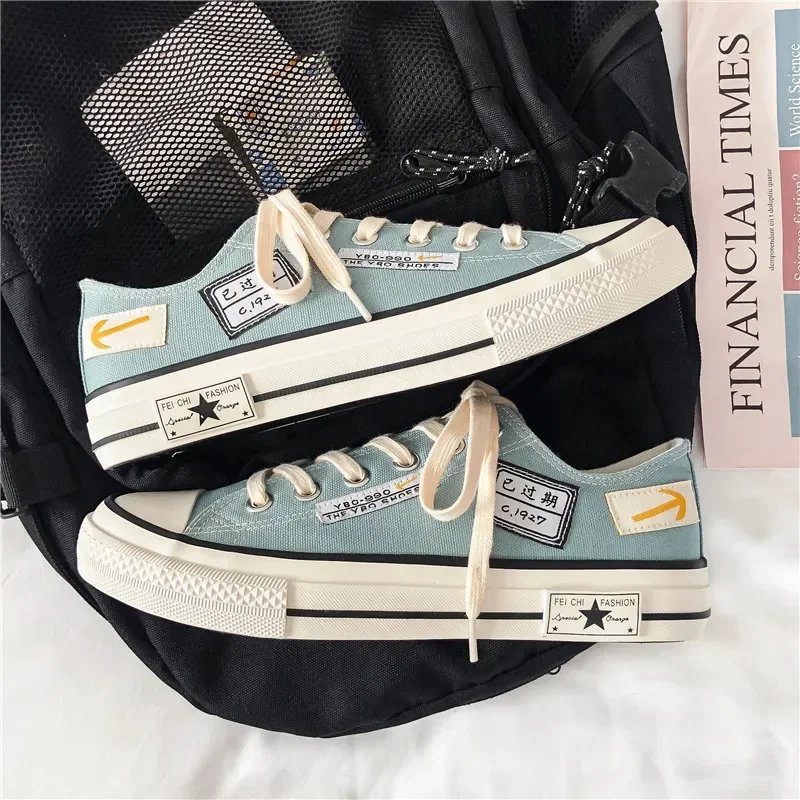 Mens Vulcanize Canvas Walking Shoes Spring Autumn Male Lace-up Patchwork Breathable High Top Footwear Outdoor Jogging Trainers