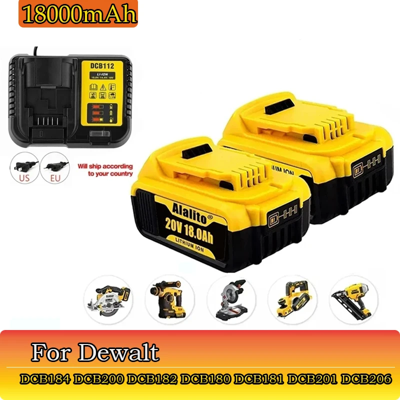 

20V 18.0 Ah MAX Battery Power Tool Ersatz for DeWalt DCB184 DCB181 DCB182 DCB200 20V 18A 18Volt 20v Battery