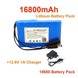 16800mAh Rechargeable Batteries 12.6V PCB Lithium Battery Pack Protection Board +12.6V 1A Charger DC 12V 18650 Battery Pack