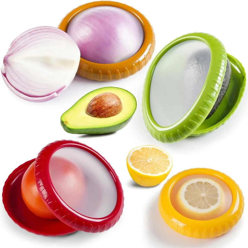 Avocado onion storage set, 4-piece reusable silicone fruit and vegetable antioxidant box, refrigerator storage container