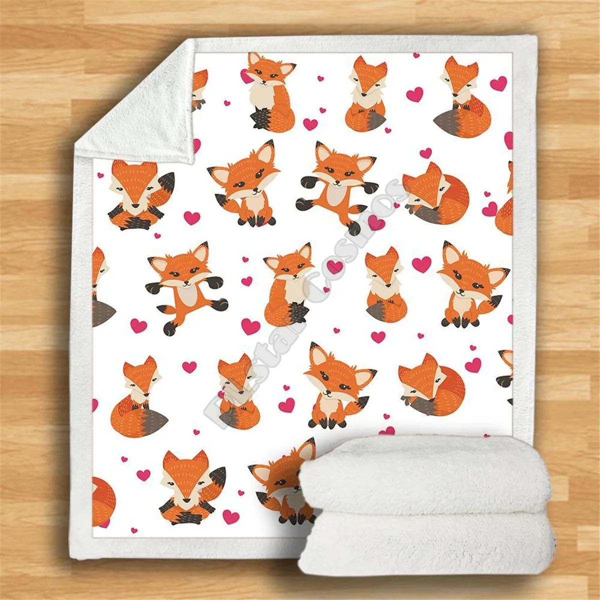 Love Cute Fox Terrier Deken 3D-geprinte Sherpa-deken op bed Huishoudtextiel 05