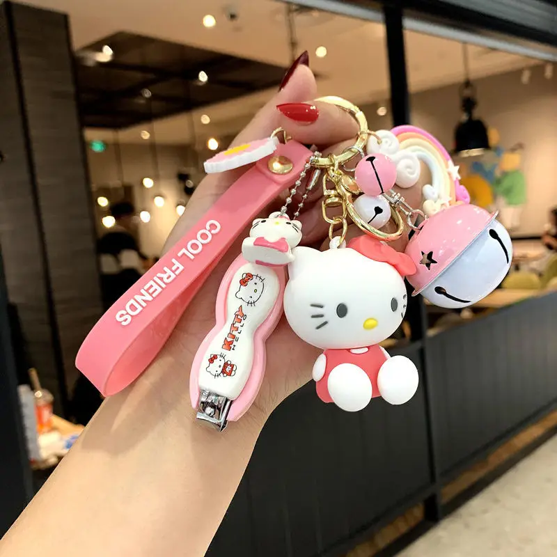 

Kawaii Hello Kitty Sanrio Cute Cartoon Keychain Bag Hanging Accessory Nail Clipper Student Doll Birthday Gift for Girls