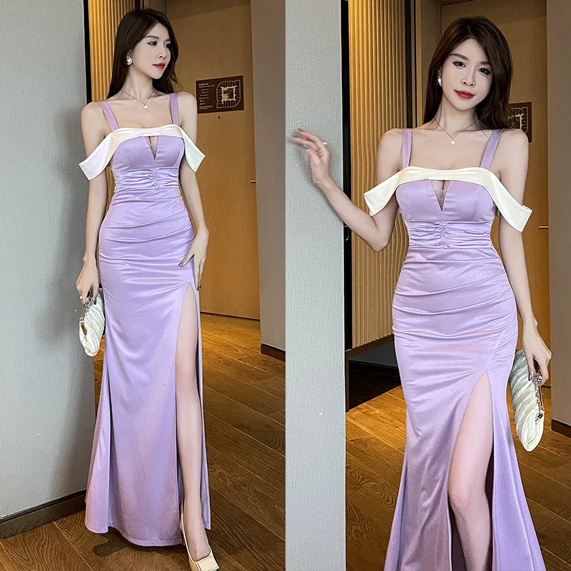 

Sexy Strapless Evening Gown Women's Nightclub Hostess Birthday Dinner Work Uniform Pure Desire Luxury Long Dress