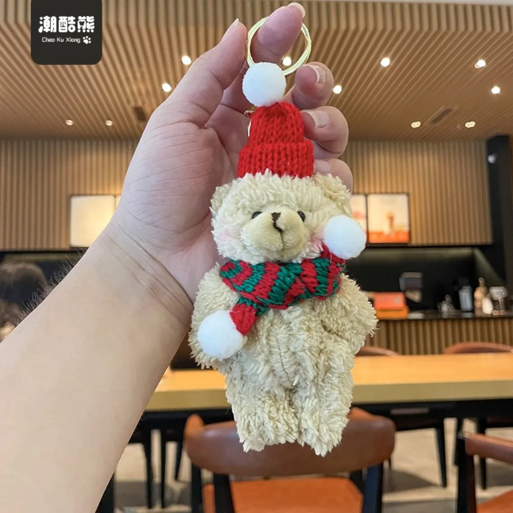 LLavero de muñeco de oveja creativo de dibujos animados, juguete de peluche de 18cm, oso de peluche, colgante de Navidad, dijes para bolso de pareja de ovejas blancas