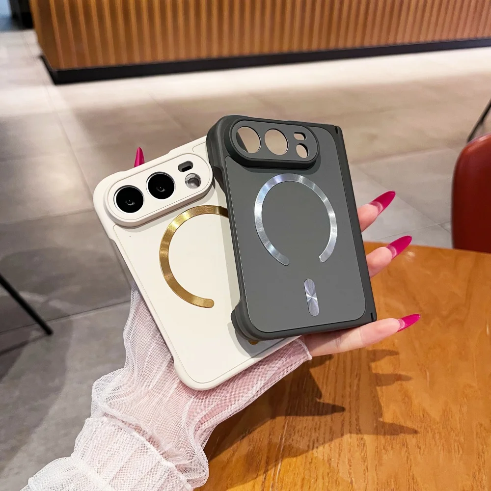 luxury Magnetic Matte Foldable Phone Case for iPhone Duo Hard PC Shockproof Anti-Scratch Protective Cover