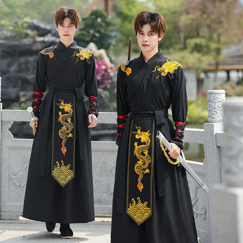 

Chinese Traditional Vintage Hanfu Men Ancient Han Dynasty Hanfu Folk Dress Halloween Cosplay Costume Swordsman Hanfu Gown Robes