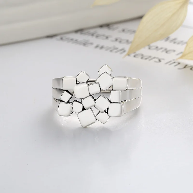 925 Sterling Silver Opening Rings for Women and Men with Geometric Shapes