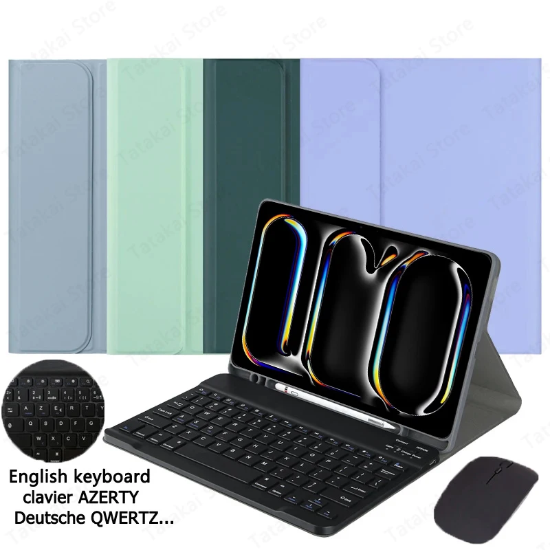 

AZERTY клавиатура для iPad Pro 11 2024 дюймов с держателем для карандашей для iPad Pro 11 M4 клавиатура AZERTY tastandard ur Deutsch QWERTZ