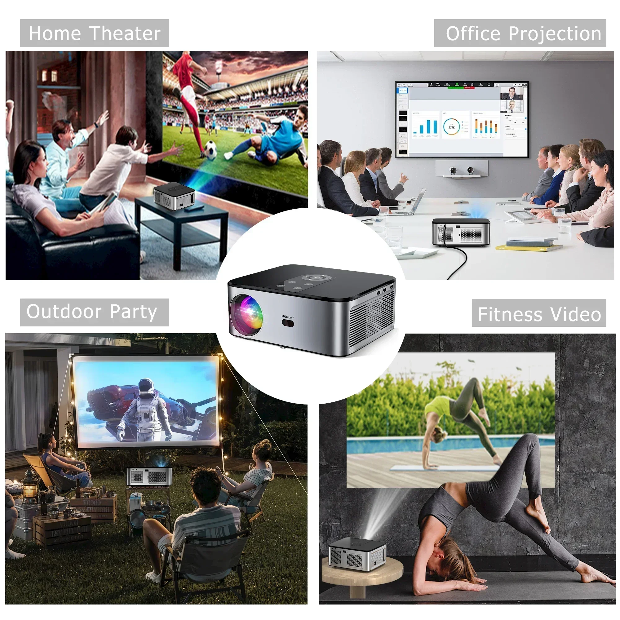 US.EU 21000Lumenes Android 4K LED Projector 800ANSI Full HD 1080P Video Home Theater Auto Keystone 5G WiFi Portable Proyector