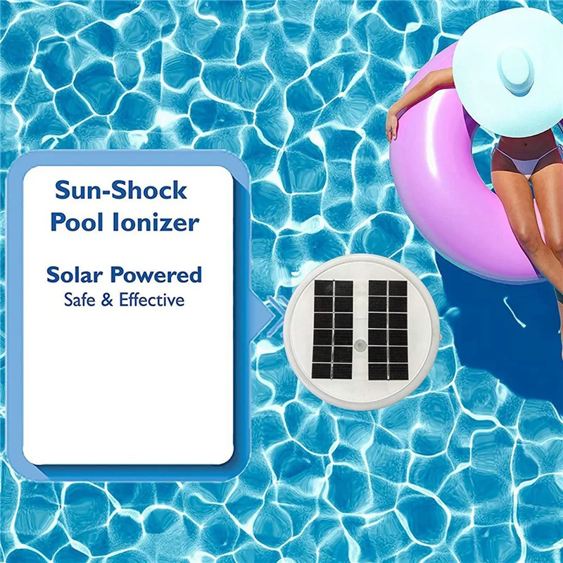 

ABUL-2X Solar Pool Ionizer, Copper Pool Ionizer Floater Auto Switching Of Multi-Colored LED Night Light