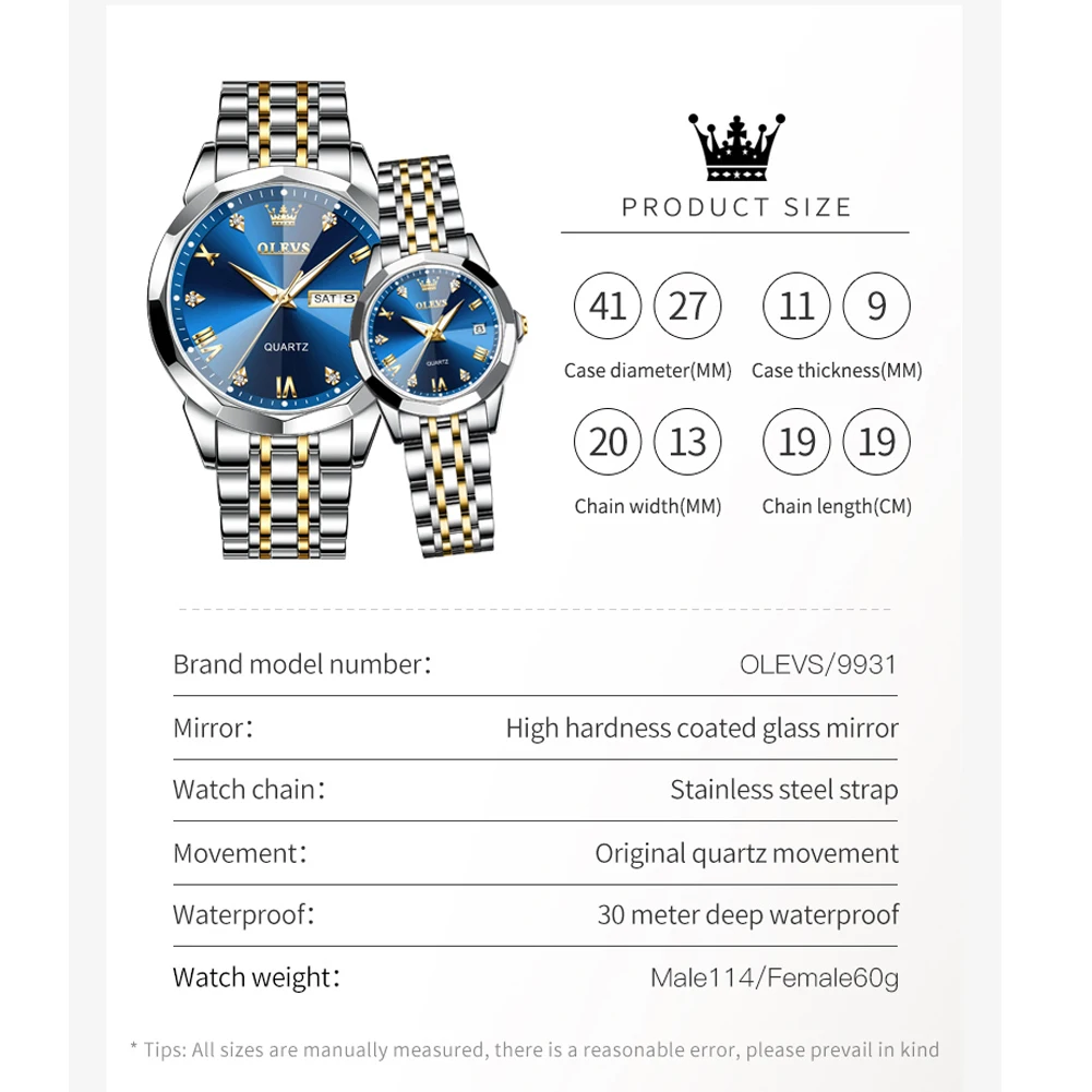 OLEVS-Homens e Mulheres Luxo Criativo Relógios De Pulso De Aço, Relógios Casal, Marca Top Feminina, Valentine Quartz, Relógio Impermeável, 9931, Nova Moda