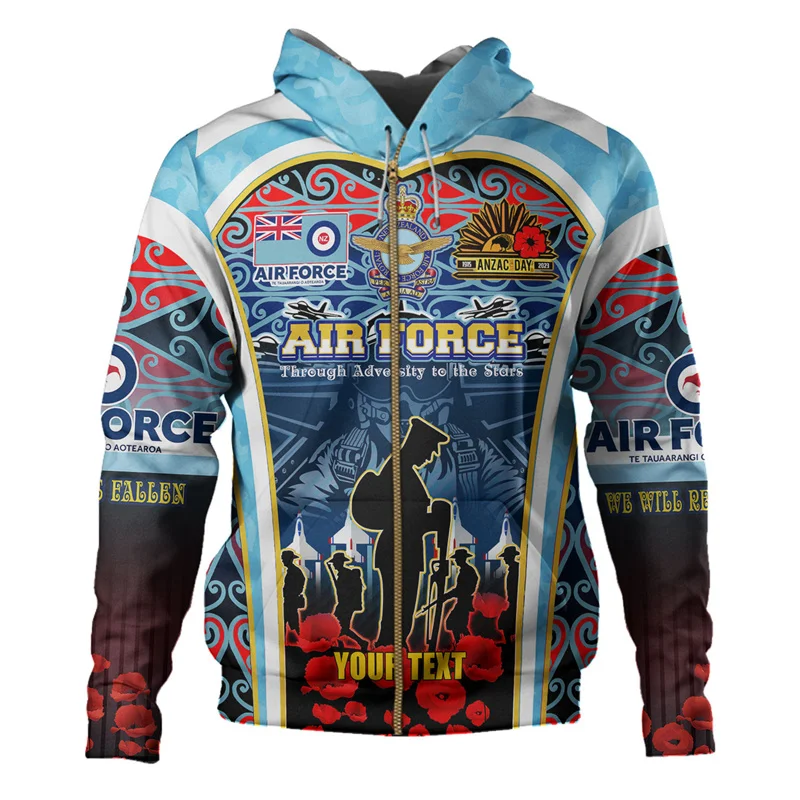 New Zealand Anzac Day Royal Air Force Aotearoa Graphic Hoodie Y2k Flag New In Hoodies & Sweatshirts Hoodies For Men Pullover