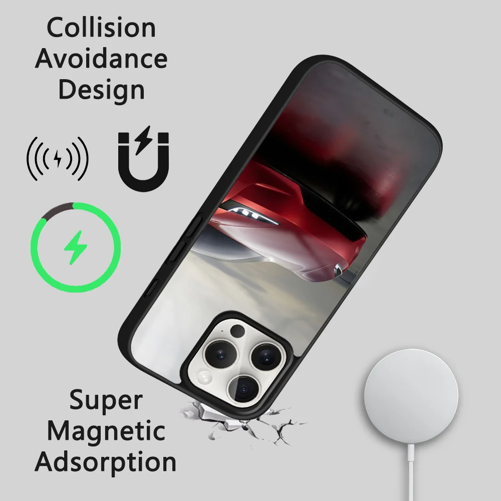 New energy electric T-Teslaes Car Magsafe Phone Case For iPhone 15 14 13 12 11 Pro Max Plus Mini Mirror Magnetic Cover Funda image 3