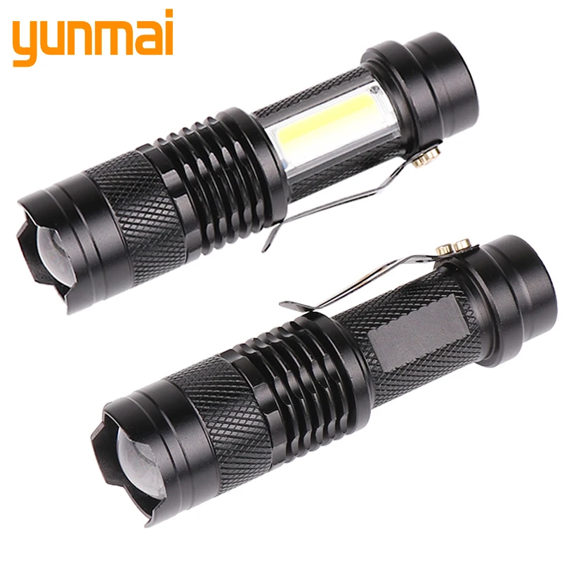 Newest Design XP-G Q5 Built in Battery USB Charging Flashlight COB led Zoomable Waterproof Tactical Torch Lamp LED Bulbs Lamps