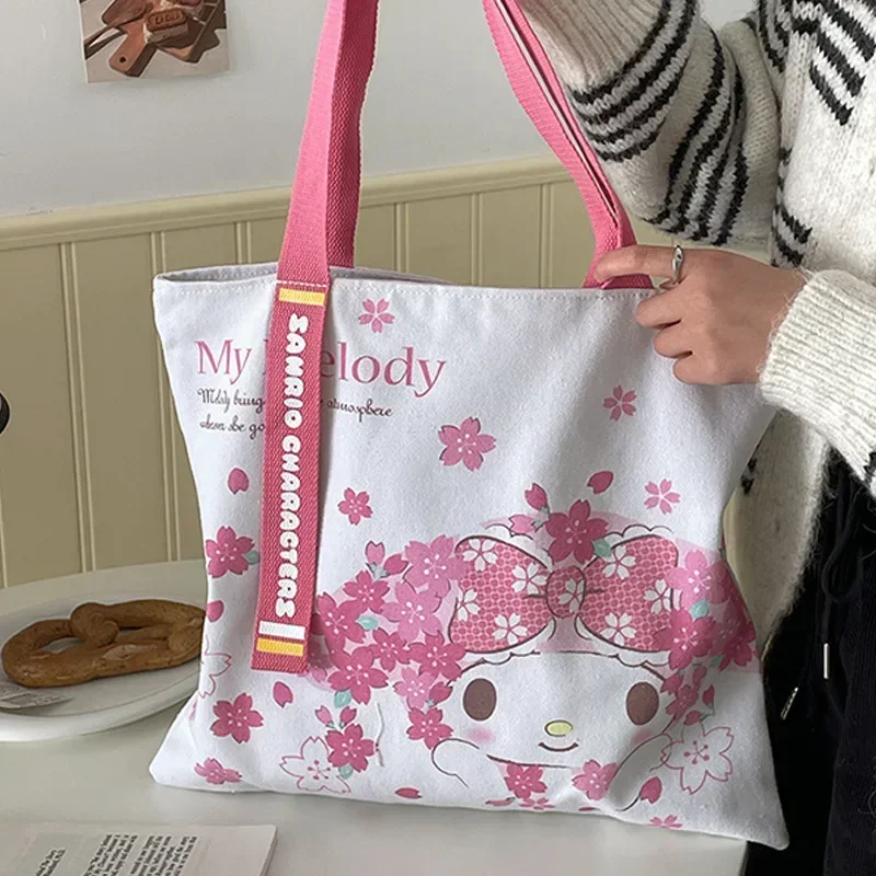 borsa a tracolla ragazza che trasporta la nuova tela Sanrio hello kitty kuromi borsa tote per studenti simpatico cartone animato