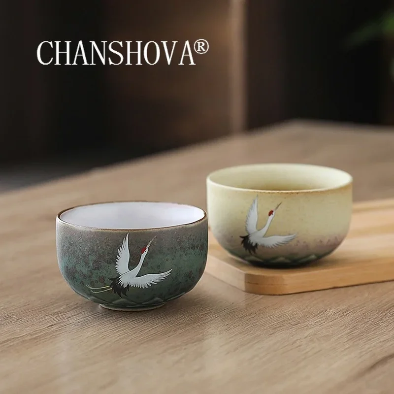 CHANSHOVA 100ml Chiński styl retro Zmiana pieca Ręcznie robiona ceramiczna filiżanka do herbaty Porcelanowa filiżanka do kawy Zestaw misek do herbaty H501