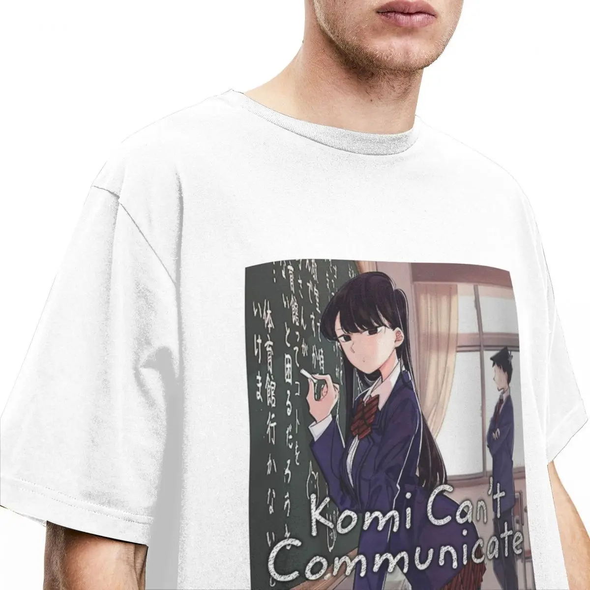 Komi Can't Communicate T Shirt Harajuku T Shirts Short-Sleeved Aesthetic Tops Beach Cotton O-Neck Plus Size Clothing