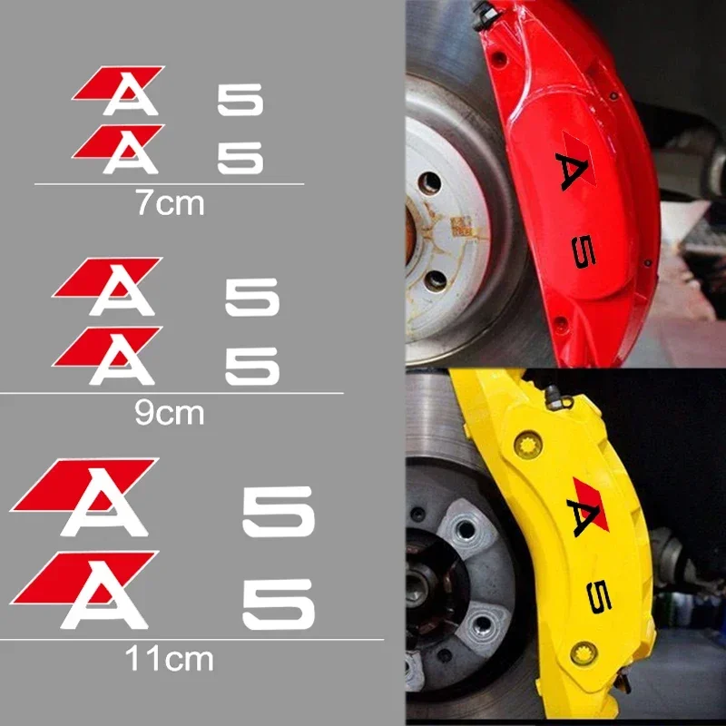 Car Tire Brake Caliper Stickers Lettering Vehicle Vinyl Decals Accessories for Audi A5 Logo Brake Disc Tape Film Personalized