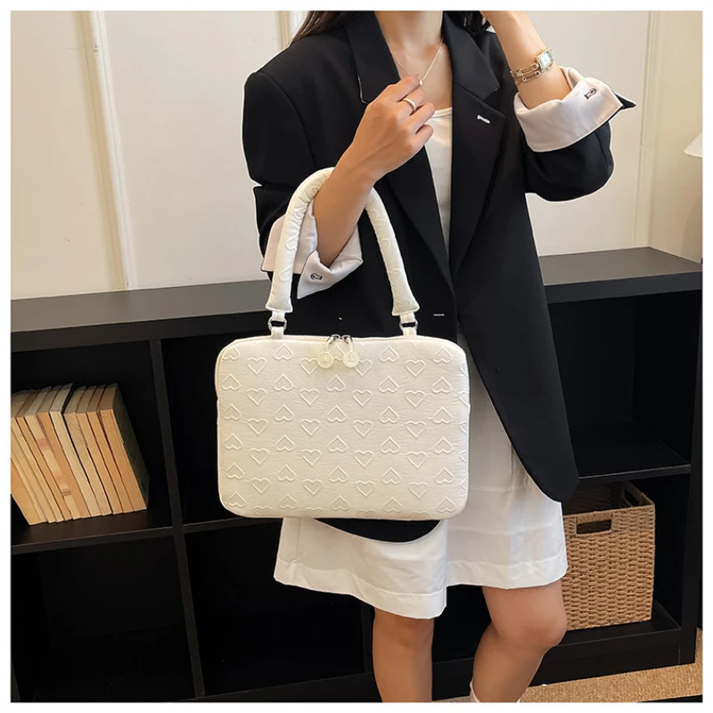 Sweet Korean Heart Laptop Sleeve Bag for Dell Samsung MacBook 13.3 14 15 15.6 Inch Women Versatile Shoulder Notebook Pouch Bag