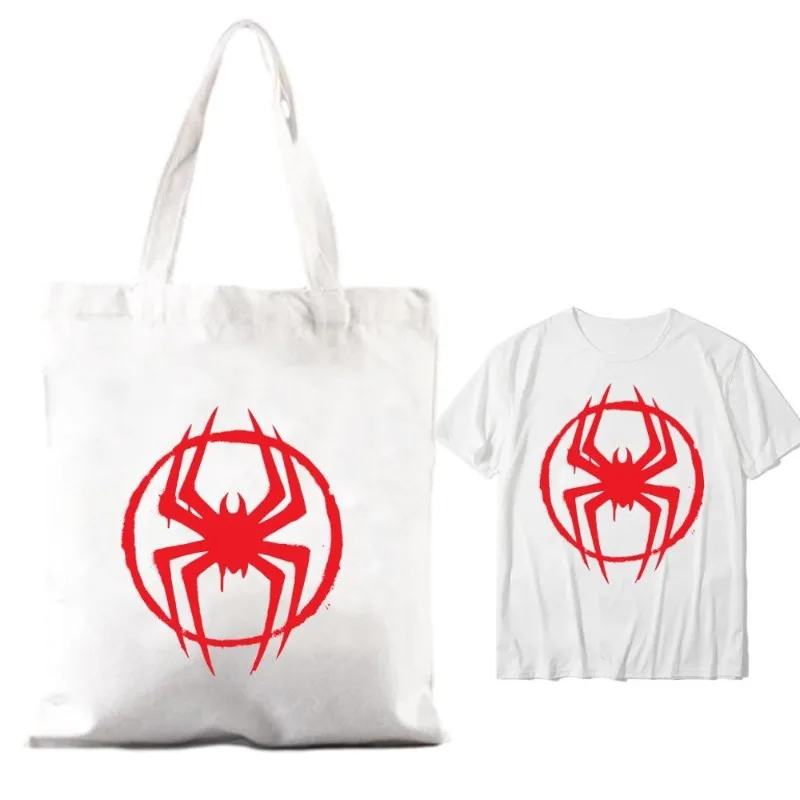 Mini Spiderman damskie torebki na ramię para kombinowane ubrania z krótkim rękawem kołnierzyk moda T shirt Man bawełna