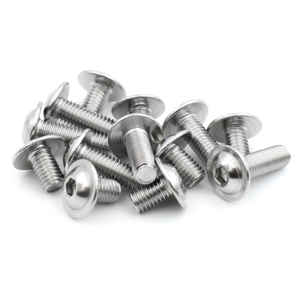 50-1 stks M3 M4 M5 M6 M8 304 Rvs Hexagon Hex Socket Half Ronde Knop Flens Hoofd met Ring Schroef Bolt ISO7380.2