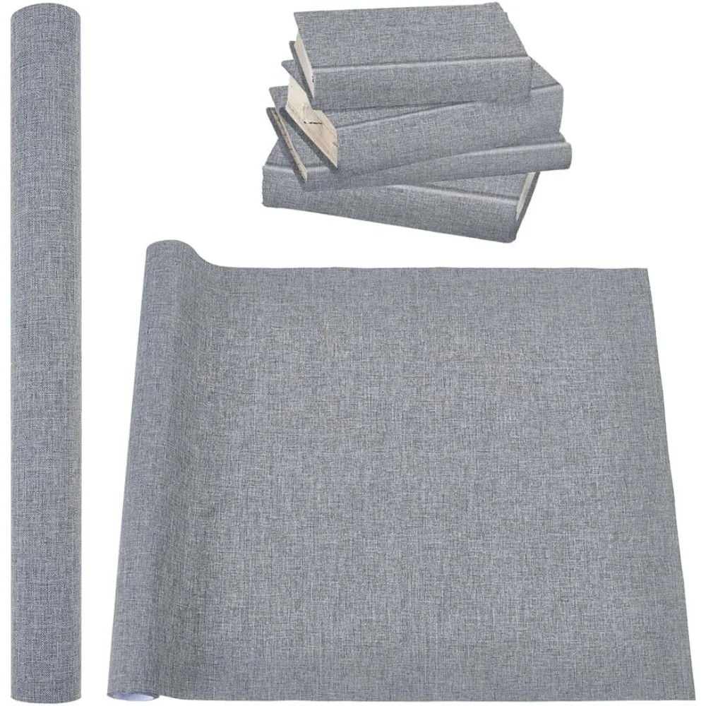 47.25x15.75 Inch Gray Book Binding Cloth Bookcover Fabric Surface with Paper Backed Linen Upholstery Fabric for Book Binding