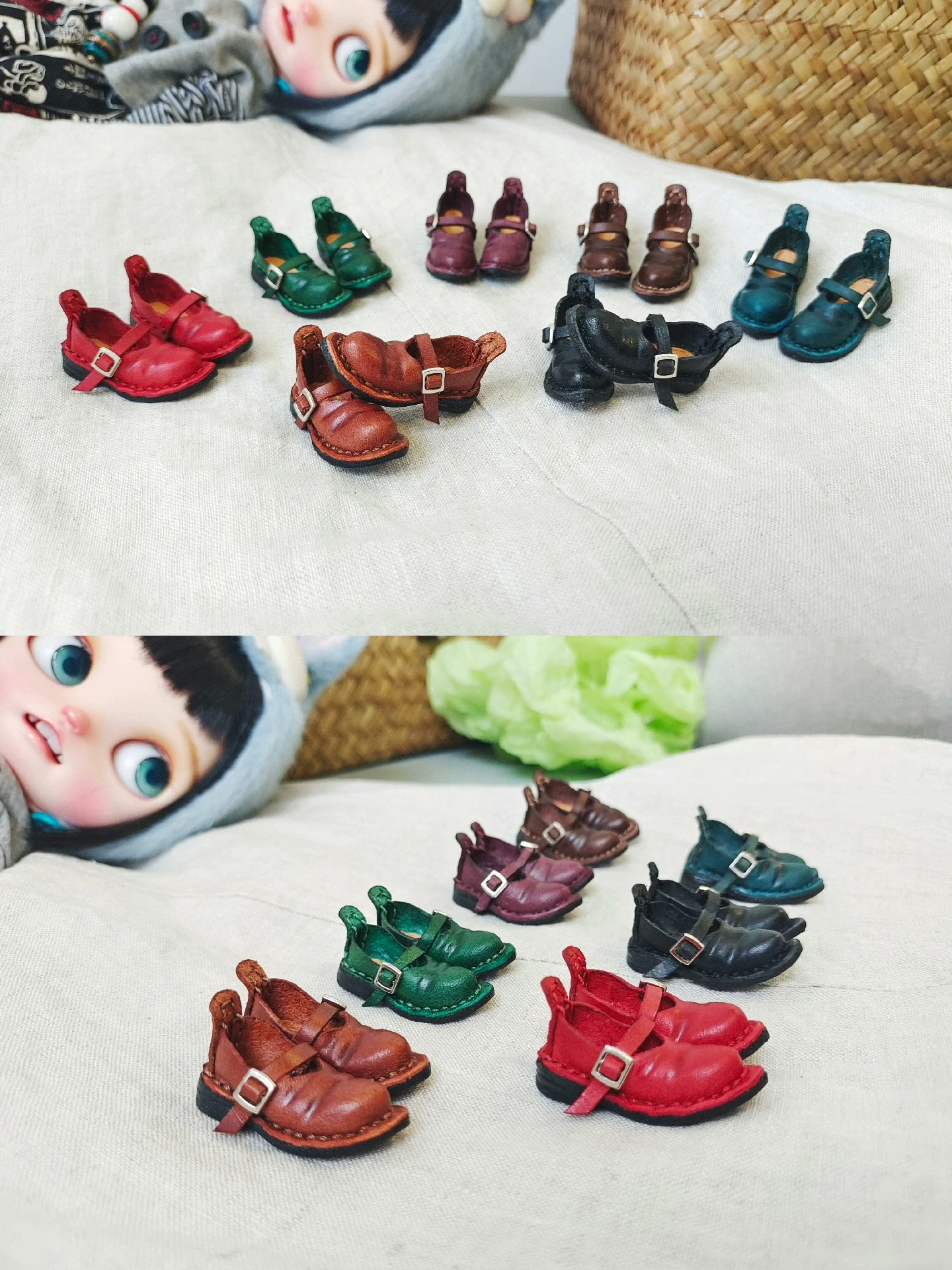 

（New stlye）Dula Doll Pointed Mary Jane Buckle Leather Shoes Blythe ob24 ob22 little fish body Azone Bjd Doll Accessories