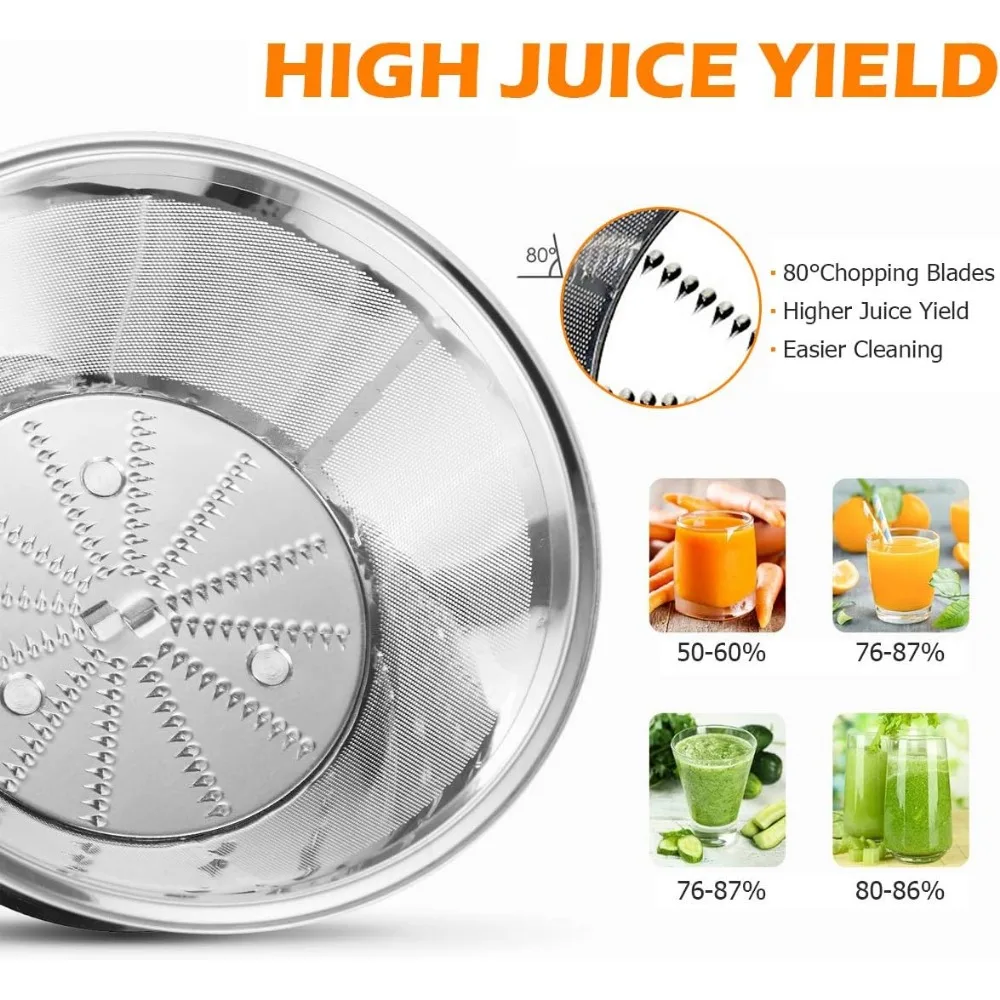 Haoyunma Juicer Machines Met 2.5Inch Brede Mond, 400 Wmasticerende Afzuigkap Met Dubbele Snelheidsregeling Andoverloadprotection