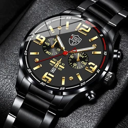 DEYROS Fashion Men's Watches Business Stainless Steel Quartz Wrist Watch Male Casual Date Luminous Leather Bracelet Clock