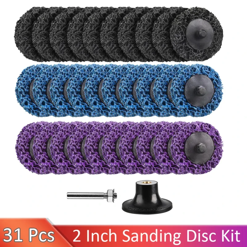 

31 Pcs 2 Inch Quick Change Easy Strip Discs for Drills Strip Wheel with1/4" Grinding Discs Die Grinder Attachments for Clean