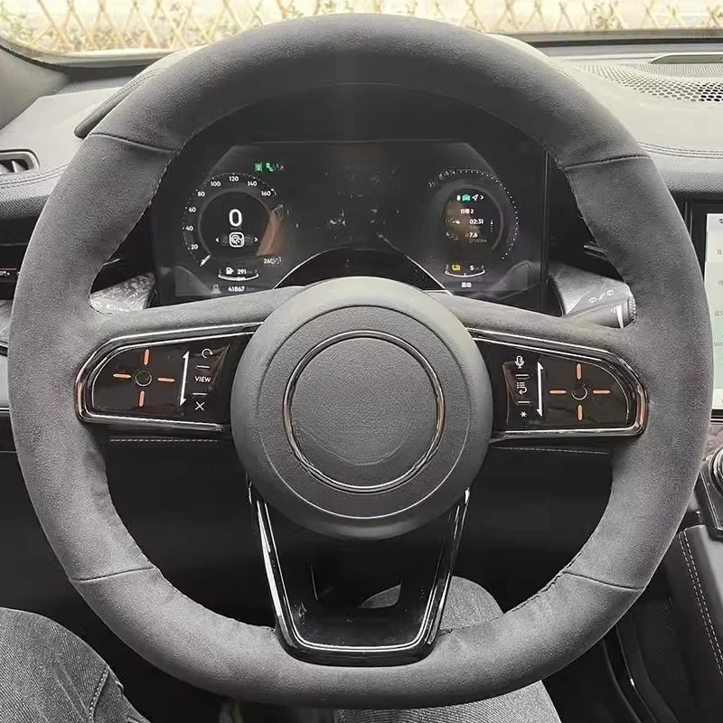 

Customized Hand Sewing Anti-slip Suede Leather Car Steering Wheel Cover For For Lynk & co 09 2021-2024Car Accessories