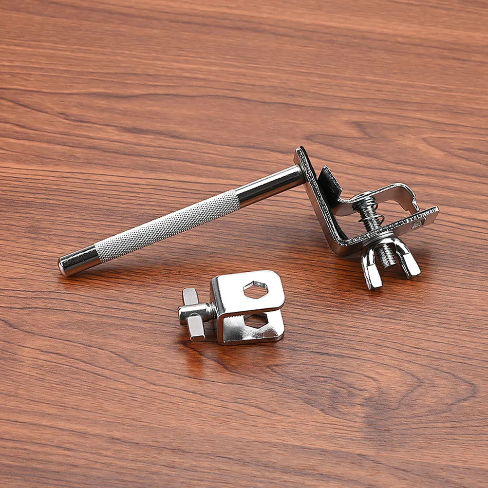 

Accessories for Tambourine Clip Cowbell Holder Drum Set Silver Metal Clamp Bass Drums