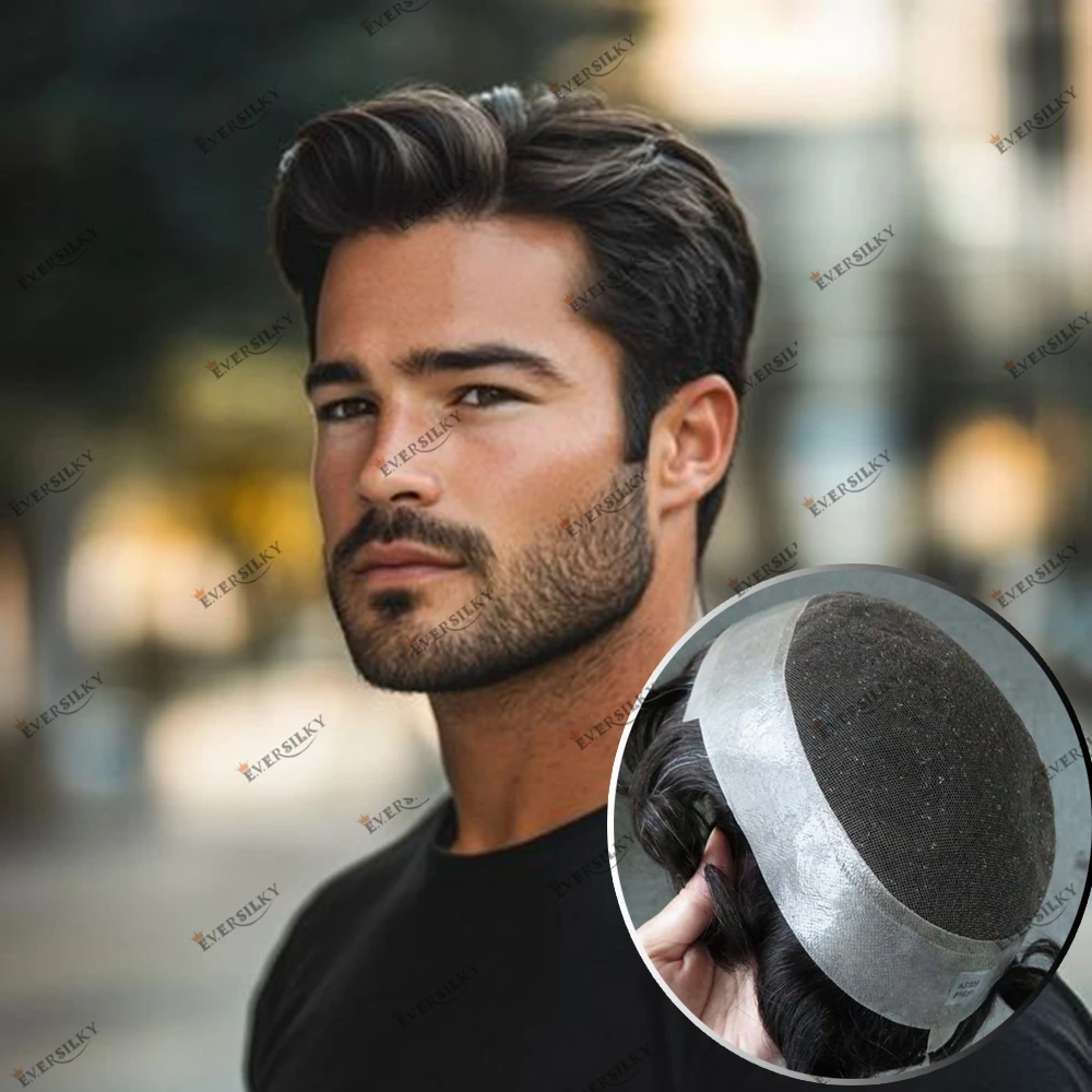 

Натуральная линия волос, простая установка, кружево и основа из искусственной кожи, человеческие волосы, мужской парик, вентилируемый швейцарский кружевной прочный капиллярный протез из искусственной кожи