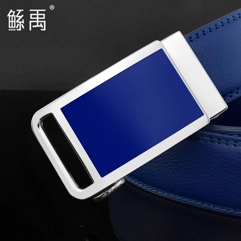 High Quality Blue Belt Casual Belt Designer Automatic Buckle Leather Belt Men White Luxury Brand Fashion Coskin ceinture homme