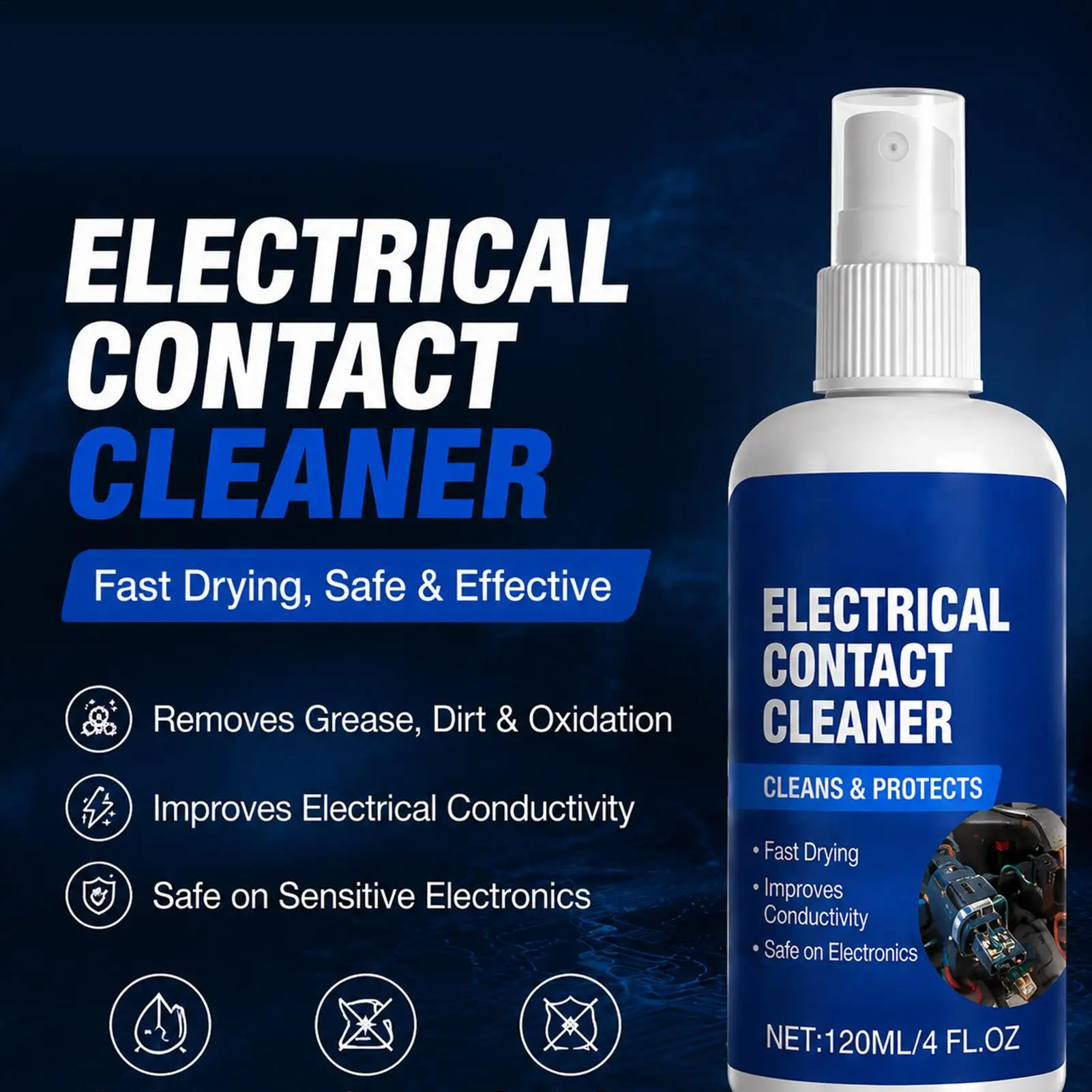 120ml Electronic Contact Cleaner Spray Wiring Connector Maintenance Spray Fast Drying Electrical S witch Wiring Cleaner - view 3