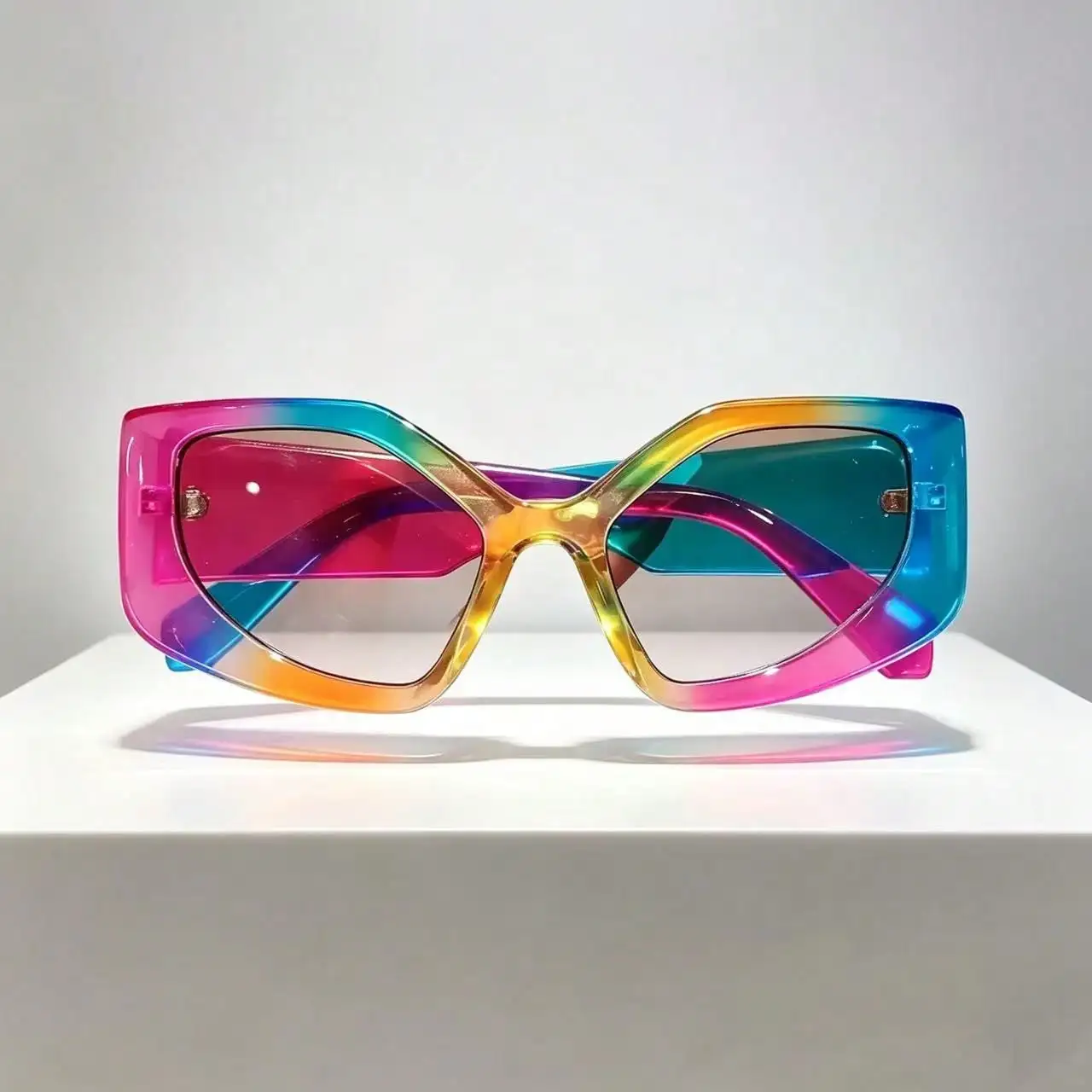 Fall Rainbow Cat-Eye Fashion Glasses For Women, Gradient Colorful Frame Trending Eyewear For Streetwear & Daily Wear sc260109141470857798202