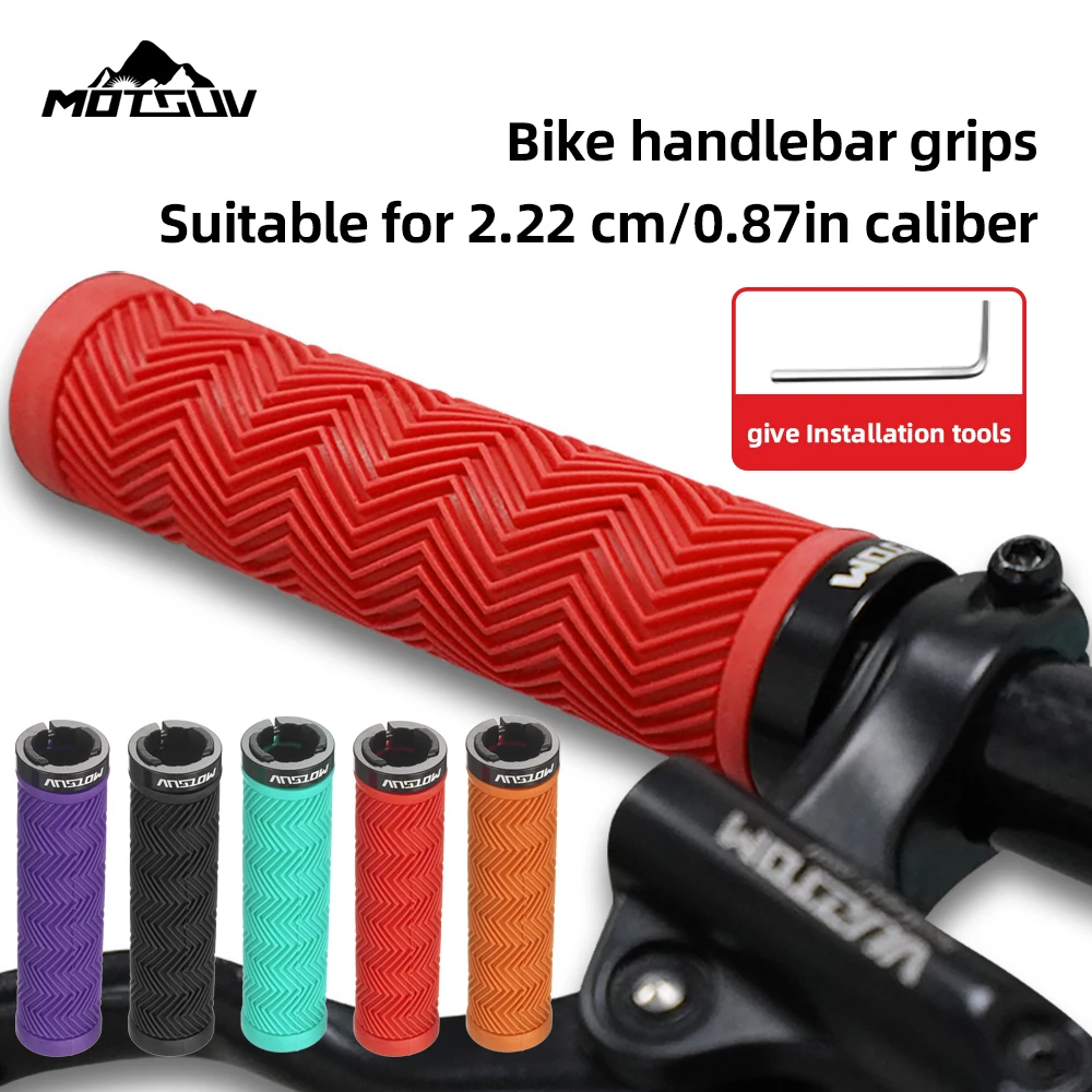 MOTSUV Bicycle Grips MTB Bike Handbar Grip Rubber Non-slip Aluminum Alloy Lockring Corrugation Shockproof Cycling Accessories
