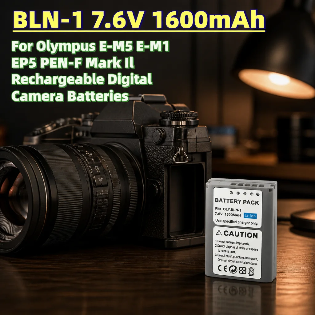 High-Quality New BLN-1 7.6V 1600mAh Li-Ion Rechargeable Camera Battery For Olympus E-M5 E-M1 EP5 PEN-F Mark II Digital Camera