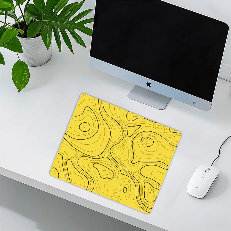 Small Topographic Mouse Pad Abstract Contour Line Design Non Slip Waterproof Computer Mouse Pad for Office Laptop Desk Accessori