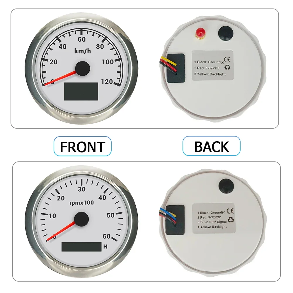 

ELING 85mm GPS Speedometer 0-30knots 60km/h 120KMH + 0-4000RPM 0-8000RPM Tachometer with 7 Colors Backlight for Yacht Car Boat