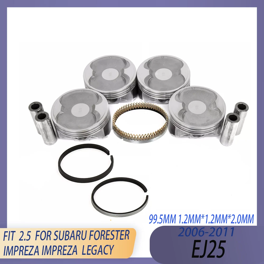 STD 99.5mm Engine Parts Rebuild Piston & Rings Kit Fit 06-11 Gas EJ25 2.5 L For SUBARU FORESTER IMPREZA IMPREZA LEGACY OUTBACK