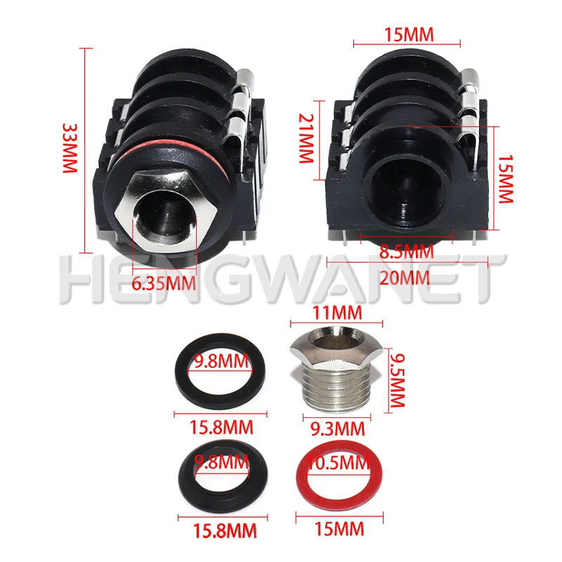 10pcs 6.35mm Jack 1/4