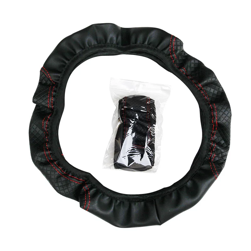 Autsop Coprivolante Auto Universale Nero Nappa Traforati Pelle Copertura Del Volante in Fibra Di