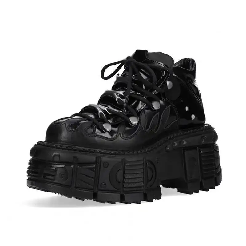 أحذية دراجة نارية برشام منصة المرأة روك جولة رئيس القوطية أزياء الكاحل الأحذية #6